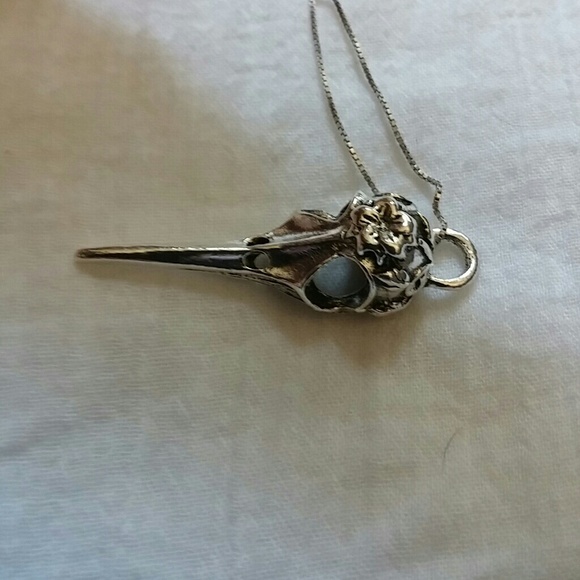 Gothic Noir Raven Sugar Skull Necklace - Picture 4 of 6